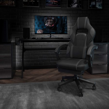 FLASH FURNITURE Black/Gray Reclining Gaming Chair with Footrest CH-00288-BK-GG
